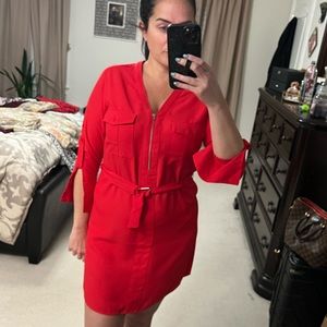 Red zip up dress